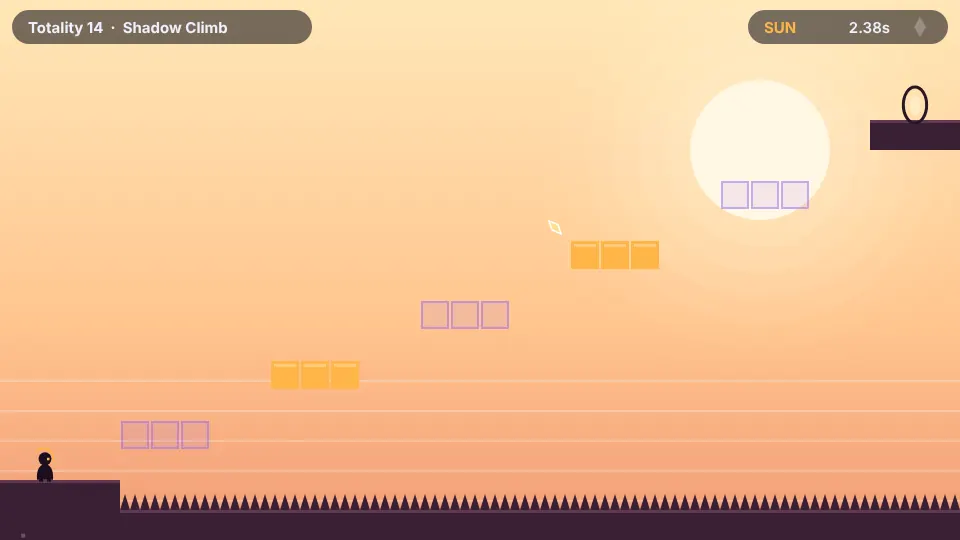 Shadow Climb in Sun: the gold steps are solid