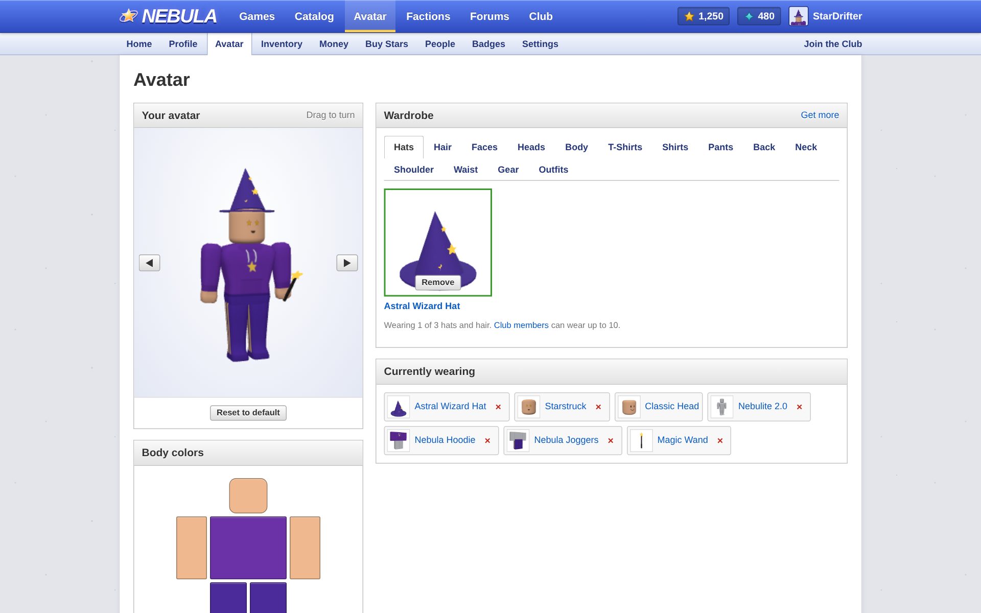 The avatar editor